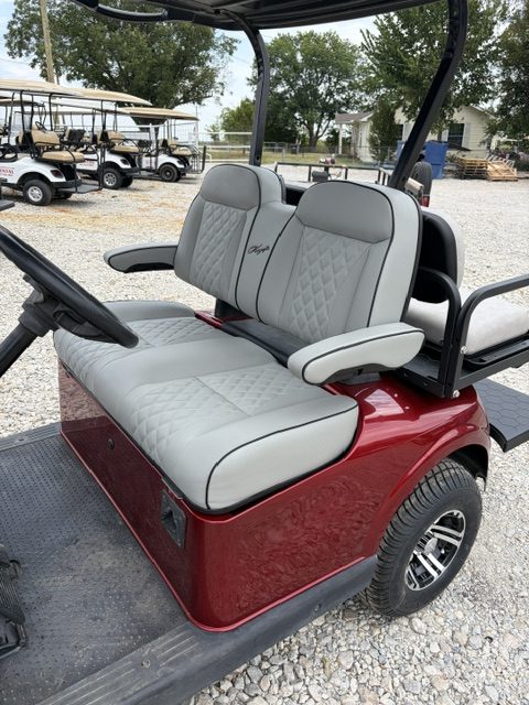NSTOCK 9/8/26 INFERNO RED 2021 RXV ELITE FACTORY LITHIUM BATTERY & GAUGE W/ 3 YEAR WARRANTY LEFT ON BATTERY , NEW EZGO BODY, NEW EZGO FLOOR MATT, NEW FRONT BUMPER, NEW REAR FLIPSEAT FROM EZGO. NEW CUSTOM PREMIUM BUCKET TYPE FRONT SEAT WITH ARMRESTS, NEW LED LIGHT KIT, LARGER MAG WHEELS & TIRES. - Image 6