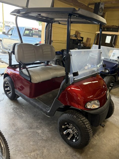 INSTOCK 7/12/26 2023 4 SEATER INFERNO RED EZGO RXV ELITE FACTORY EZGO LITHIUM BATTERY GOLF CAR W/ FACTORY BATTERY WARRANTY GOOD TILL SUMMER 2031
