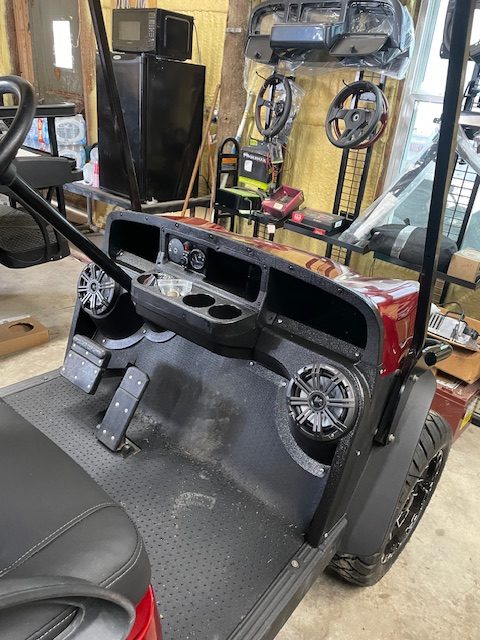 2019 E-Z-GO TXT® SHOW ROOM INFERNO RED CART LOADED OUT ELITE FACT LITHIUM GOLF CART KICKER STEREO & CUSTOM SEATS W/ COOLER INSTOCK 11/7//25 - Image 3