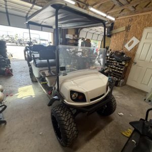 IN PROCESS 90% DONE INSTOCK 8/11/26 REFURBISHED WHITE LIKE NEW 2015 L6 48V FACTORY LIMO EZGO GOLF CART W/ NEW MARINE HIGH POWER STEREO 14" PREMIUM WHEELS / TIRES, NEW BODY, SEATS , 8/ 6VOLTS AS FACT BUILT IT BATTERIES ECT. 4 KICKER SPEAKERS