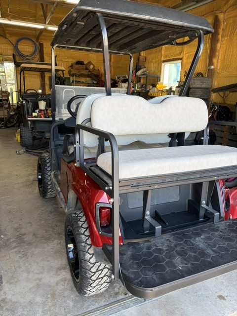 instock 10/21/26 2021 EZGO RXV ELITE LIFTED W/ FACTORY LITHIUM BATTERY WARRANTY TILL SUMMER 2029 , NEW EZGO LIFT KIT 14" WHEELS, 23' TERRAIN TIRES, NEW REAR BODY ,STEERING GEARBOX & FLIPSEAT ALL NEW FROM EZGO - Image 2